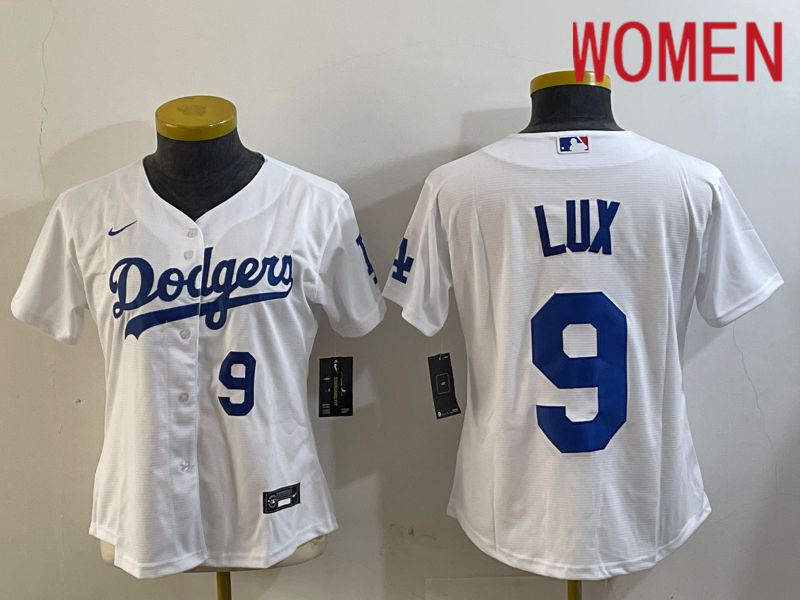 Women Los Angeles Dodgers 9 Lux White Game 2024 Nike MLB Jersey style 4